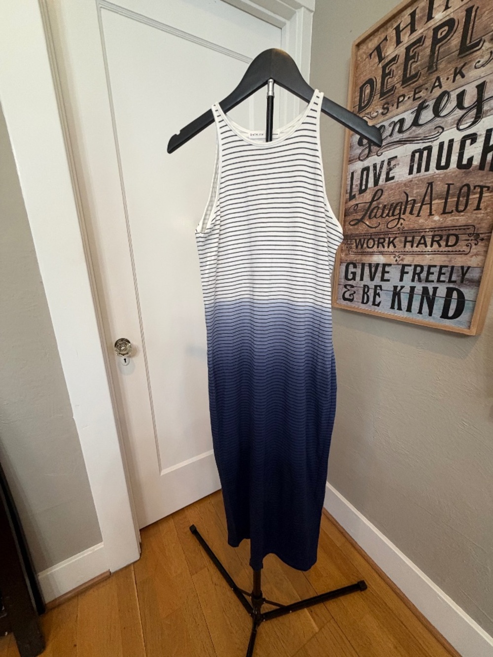 Athleta Sunkissed Indigo Ombré Stripe Tank Midi Dress - Small